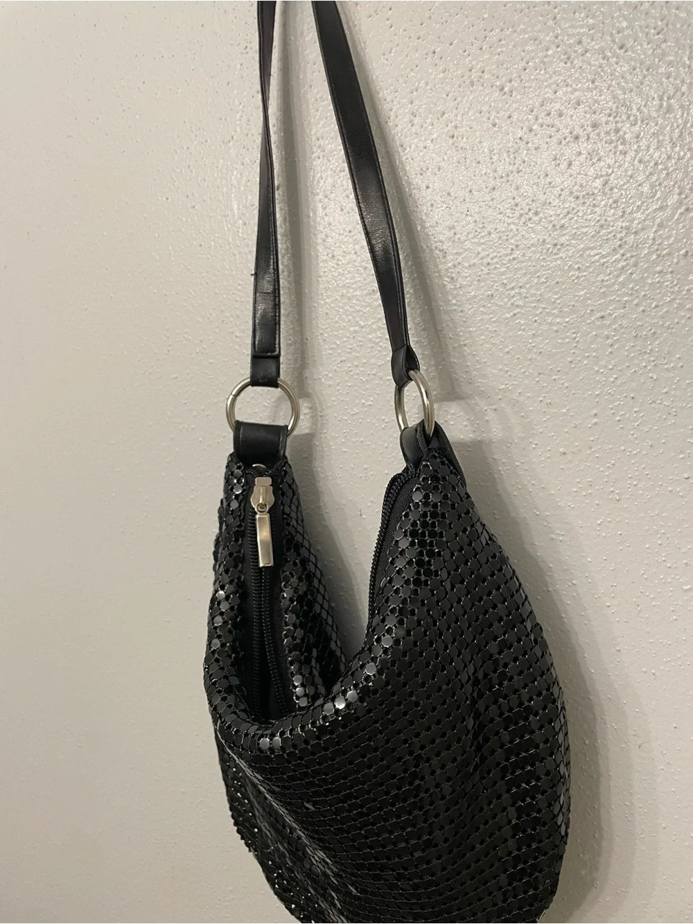 Black Metal Beaded Y2K Hobo Purse